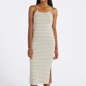 Gilli Black and White Striped Midi Slip Dress